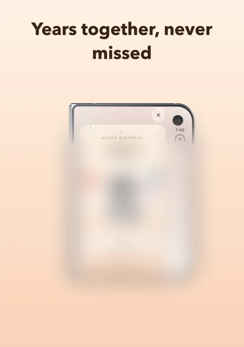 Years together, never missed. A birthday card on an iPhone Duo